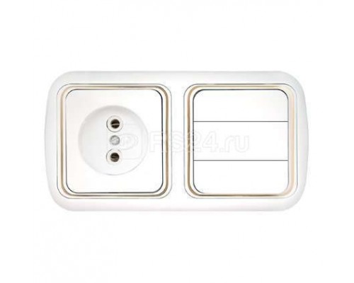 Блок СП (выкл. 3кл. + роз. без заземл.) бел. БЕЛТИЗ 3В-РЦ-537