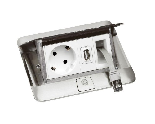 Блок выдвижной неукомп. 4мод. с комплектом для монтажа ЭУИ нерж. сталь Leg 654000