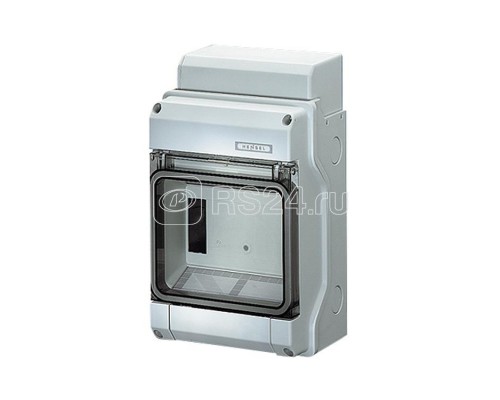 Бокс на 6 модулей метр. отв. без клеммы PE+N с прозр. дверью PS IP65 KV 6106 сер. HENSEL 6100418