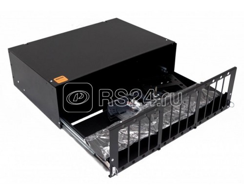 Бокс оптический FO-19V-3U-12xSLT-W130H30-96UN-BK универс. 19дюйм выдвижн. с полкой от 8 до 96 портов (SC duplex LC ST FC) со сплайс пласт. без пигтейлов и прох. адапт. 3U черн. Hyperline 401221
