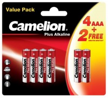 Элемент питания LR03 Plus Alkaline 4+2 (4+2LR03-BP) 1.5В (блист.6шт) Camelion 14112