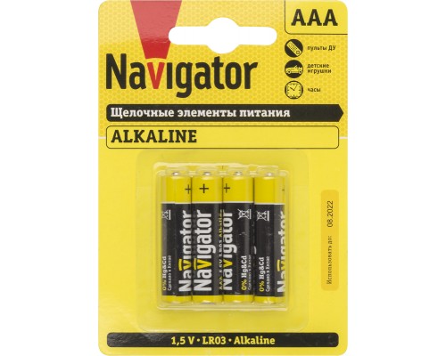 Элемент питания алкалиновый 61 462 NBT-NPE-LR03-BP4 (блист.4шт) Navigator 61462