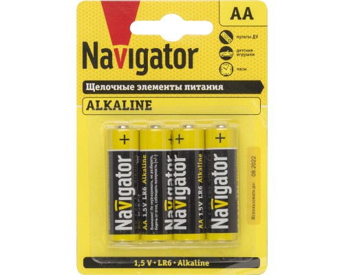 Элемент питания алкалиновый 61 463 NBT-NPE-LR6-BP4 (блист.4шт) Navigator 61463