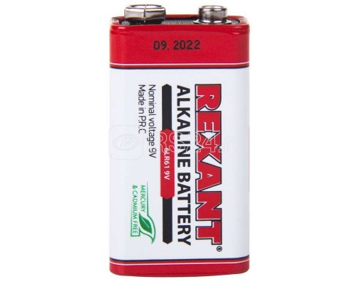 Элемент питания алкалиновый 6LR61 Крона 9В 600мА.ч (блист.) Rexant 30-1061