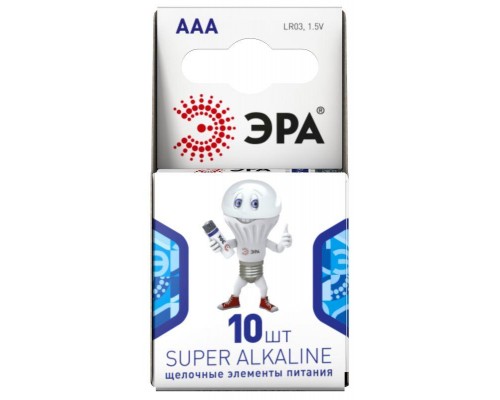 Элемент питания алкалиновый LR03-10BL компактный (блист.10шт) ЭРА Б0002728