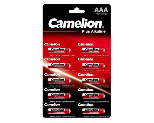 Элемент питания алкалиновый LR03 Plus Alkaline BP1x10P (LR03-BP1х10P батарейка 1.5В) (блист.10шт) Camelion 14136