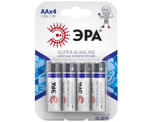 Элемент питания алкалиновый LR6-4BL (блист.4шт) ЭРА C0038450