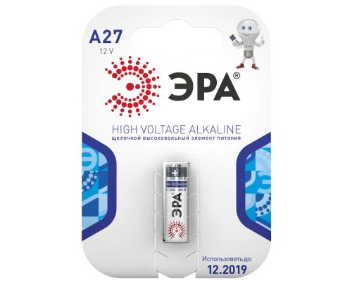 Элемент питания алкалиновый для пультов сигнализаций A27-1BL (блист. 1шт) ЭРА C0038442