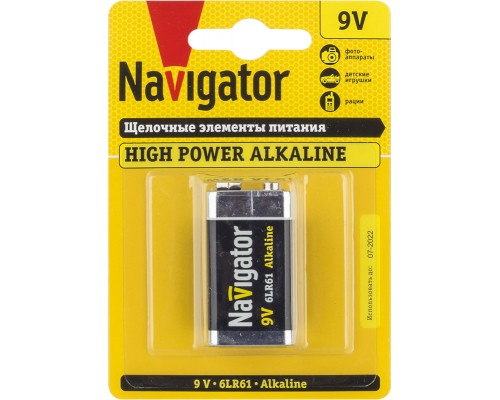 Элемент питания алкалиновый крона 94 756 NBT-NE-6LR61-BP1 (блист.1шт) Navigator 94756