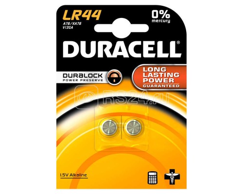 Элемент питания алкалиновый таблетка 1.5В LR44 BP-2 (блист.2шт) Duracell Б0009737