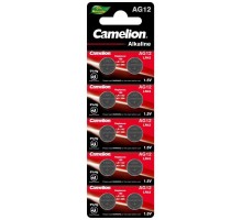 Элемент питания алкалиновый таблетка G12 Mercury Free AG12-BP0%Hg 386A/LR43/186 BL-10 (блист.10шт) Camelion 12820