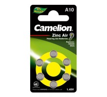 Элемент питания для слуховых аппаратов ZA10 Mercury Free A10-BP6(0%Hg) 1.4В 90мА.ч BL-6 (блист.6шт) Camelion 12823