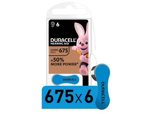 Элемент питания для слуховых аппаратов ZA675-6BL (блист.6шт) Duracell Б0039182