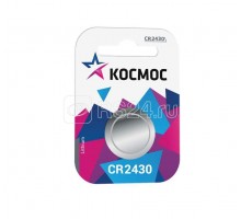 Элемент питания литиевый CR CR2430 1хBL (блист.1шт) Космос KOCR24301BL
