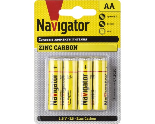 Элемент питания солевой 94 758 NBT-NS-R6-BP4 (блист.4шт) Navigator 94758