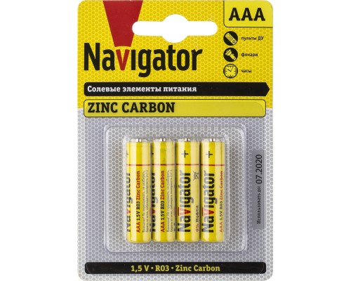 Элемент питания солевой 94 767 NBT-NS-R03-BP4 (блист.4шт) Navigator 94767