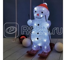 Фигура светодиодная акриловая Снеговик на лыжах 16х20х29см 30LED батарейки 3хAA (не входят в комплект) Neon-Night 513-325