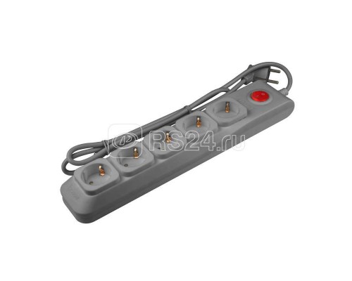 Фильтр сетевой SGSL5-1.5 GREY Lux 1.5м Пвс 3х0.75 5 гнезд с/з 10А защита от перенапряж. короткого замыкания Uniel UL-00001752