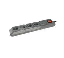 Фильтр сетевой SGSL5-3U GREY Lux 3м Пвс 3х0.75 4 гнезда с/з 1USB (1A) 10А защита от перенапряж. короткого замыкания Uniel UL-00001761