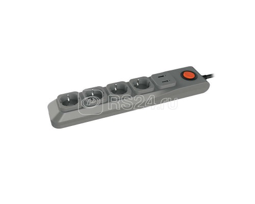 Фильтр сетевой SGSL5-3U GREY Lux 3м Пвс 3х0.75 4 гнезда с/з 1USB (1A) 10А защита от перенапряж. короткого замыкания Uniel UL-00001761