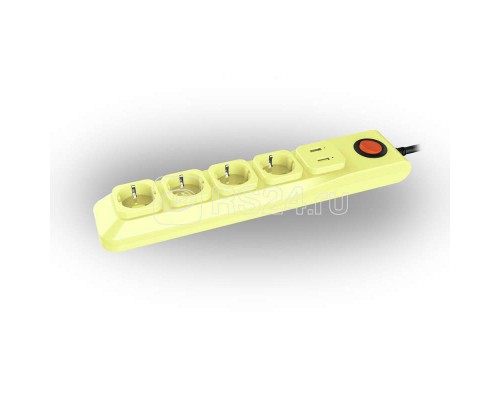 Фильтр сетевой SGSL5-3U IVORY Lux 3м Пвс 3х0.75 4 гнезда с/з 1USB (1A) 10А защита от перенапряж. короткого замыкания Uniel UL-00001760
