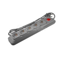 Фильтр сетевой SGSL5-5 GREY Lux 5м Пвс 3х0.75 5 гнезд с/з 10А защита от перенапряж. короткого замыкания Uniel UL-00001758