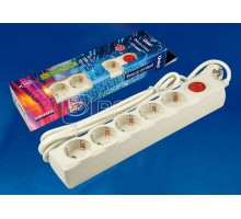 Фильтр сетевой SGSU5-5 IVORY Universa 5м Пвс 3х0.75 5 гнезд с/з 10А защита от перенапряж. короткого замыкания Uniel UL-00001748