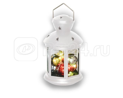 Фонарь ULD-L1220-010/DTB/RGB WHITE со светодиод. гирляндой внутри на батарейке (не в компл.) 10 светодиод. RGB свет режим мигания Uniel UL-00005490