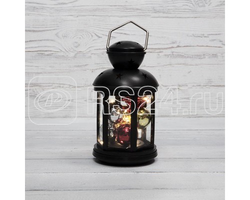 Фонарь декоративный с шариками 12х12х20.6см тепл. бел. корпус черн. Neon-Night 513-061