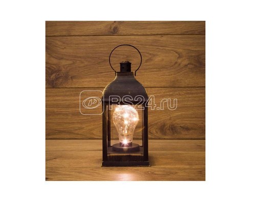 Фонарь декоративный со свечкой бронзовый корпус 10.5х10.5х22.5см тепл. бел. Neon-Night 513-053