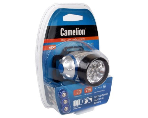 Фонарь налобный LED5310-7F3 (7LED 3 режима; 3хR03 в комплекте; метал.) Camelion 7534