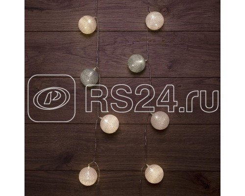 Фонарики тайские Вельвет 3.5м 20LED тепл. бел. питание 2хАА (батарейки не в комплекте) провод прозр. ПВХ NEON-NIGHT 303-087
