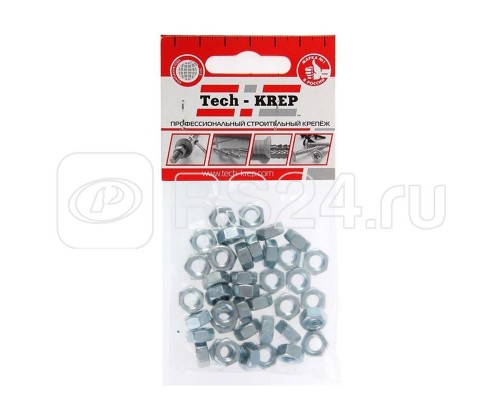 Гайка шестигранная М6 цинк. DIN 934 (уп.40шт) пакет Tech-Krep 103025