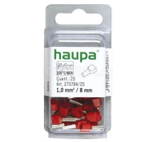 Гильза конечная для двух проводов 1.0/8 красн. (уп.25шт) HAUPA 270784/25