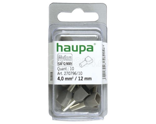 Гильза конечная для двух проводов 4.0/12 сер. (уп.10шт) HAUPA 270796/10