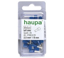 Гильза конечная изолированная (НШВИ) 2.5/8 син. (уп.25шт) HAUPA 270810/25