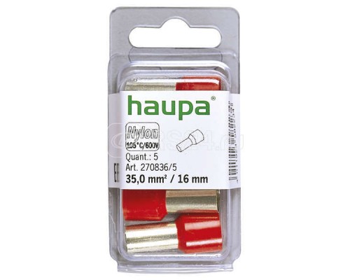 Гильза конечная изолированная (НШВИ) 35/16 красн. (уп.5шт) HAUPA 270836/5