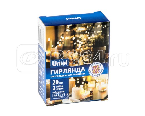 Гирлянда LED на батарейках ULD-S0200-020/SСB/2AA MULTI IP20 DEW 2AA (не в/к) Роса 2м 20 диодов разноцвет. провод медн. Uniel UL-00007205