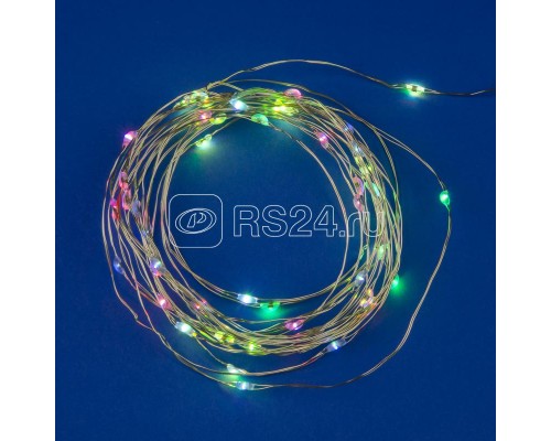 Гирлянда LED на батарейках ULD-S0500-050/DTB/3AA/RC RGB IP20 DEW 3AA (не в/к) 5м 50 диодов RGB свет пульт ДУ (в/к) Uniel UL-00007248