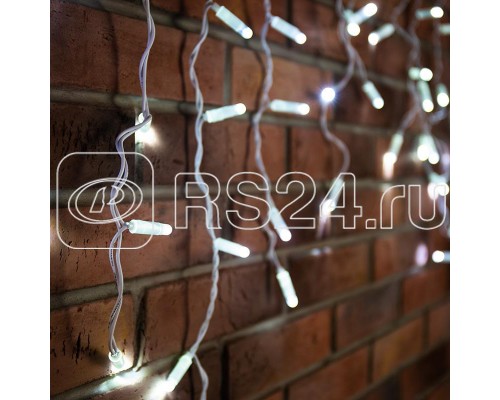 Гирлянда Айсикл (бахрома) 2.4х0.6м 76LED бел. 5Вт 220В IP44 провод бел. Neon-Night 255-034-6