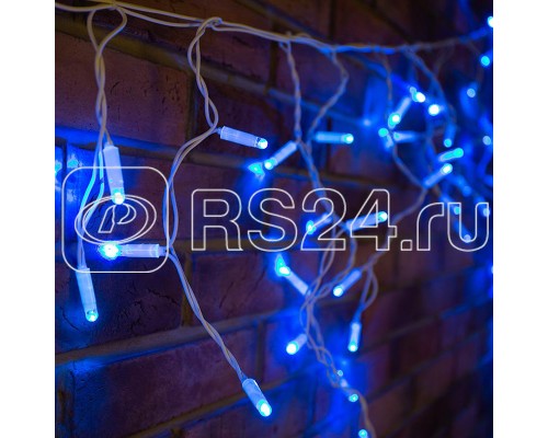 Гирлянда Айсикл (бахрома) 2.4х0.6м 76LED син. 5Вт 220В IP44 провод бел. Neon-Night 255-033-6