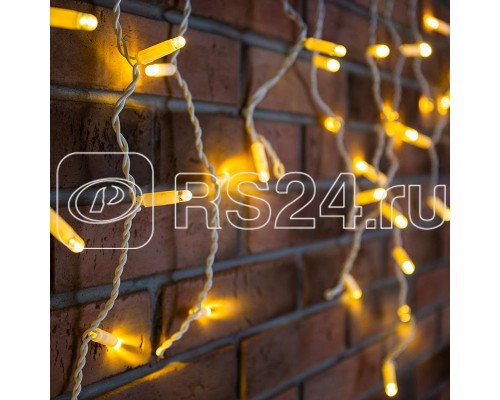 Гирлянда Айсикл (бахрома) 2.4х0.6м 88LED тепл. бел. 5.5Вт 220В IP44 провод бел. Neon-Night 255-037