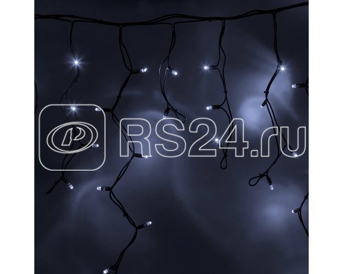 Гирлянда Айсикл (бахрома) 4.0х0.6м 128LED бел. 8Вт 230В IP67 провод черн. каучук Neon-Night 255-225