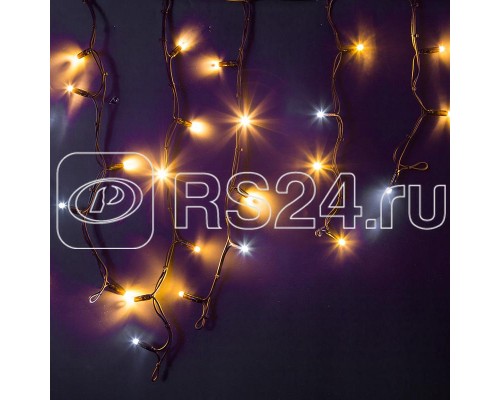 Гирлянда Айсикл (бахрома) 4.0х0.6м 128LED тепл. бел. эффект мерцания 230В провод черн. каучук Neon-Night 255-236