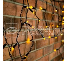 Гирлянда Айсикл (бахрома) 4.8х0.6м 176LED желт. 11Вт 220В IP44 провод черн. Neon-Night 255-131