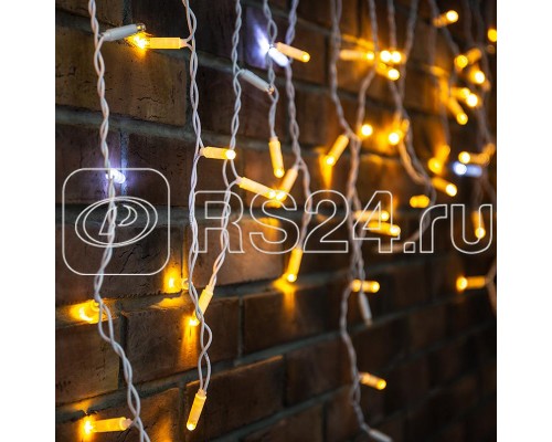 Гирлянда Айсикл (бахрома) 4.8х0.6м 176LED желт. эффект мерцания 220В провод бел. Neon-Night 255-161