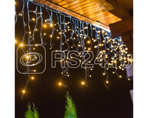Гирлянда Айсикл (бахрома) 5х0.7м 152LED тепл. бел. провод черн. каучук Neon-Night 255-316