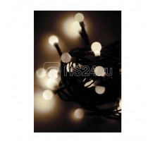 Гирлянда декоративная Маленькие шарики cherry 30LED 4.4м (2.9+1.5м) зел. провод IP20 тепл. бел. Космос KOC_GIR30LEDBALL_W