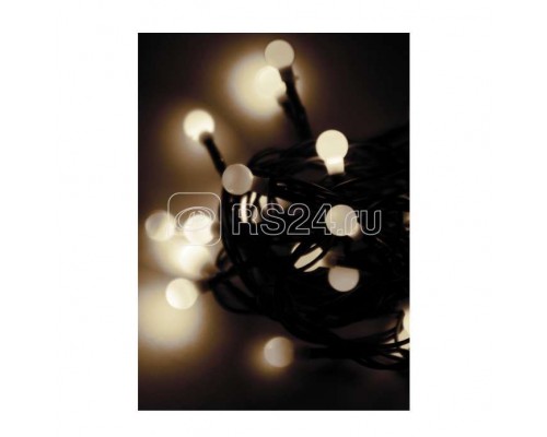 Гирлянда декоративная Маленькие шарики cherry 30LED 4.4м (2.9+1.5м) зел. провод IP20 тепл. бел. Космос KOC_GIR30LEDBALL_W