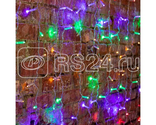 Гирлянда Дождь ПЛЕЙ-ЛАЙТ 2х1.5м 192LED 12Вт 220В IP44 фиксинг RGB силикон. провод NEON-NIGHT 235-309-6